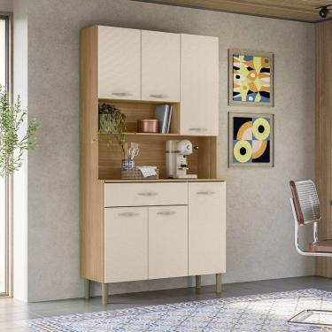 Imagem de Armário Cozinha Compacta Apolo Freijó/Soft 6 Portas e 1 Gaveta - Kits Paraná