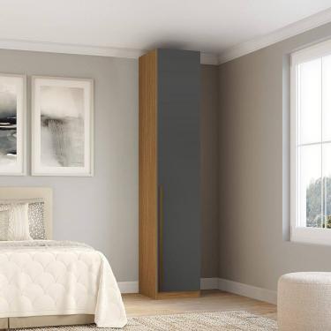 Imagem de Guarda Roupa Modular 1 Porta com Prateleiras 35 Cm 100% Mdf Altezza Trend Freijó/titânio Freijó/Titânio