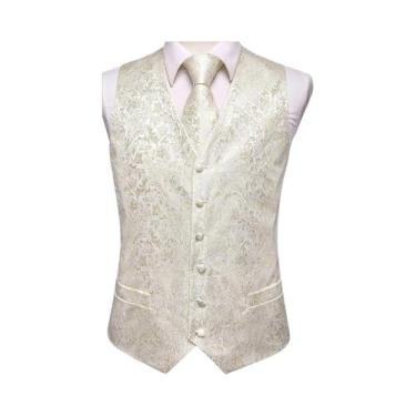 Imagem de Colete De Luxo Masculino Dourado Com Gravata Borboleta, Lenço De Bolso