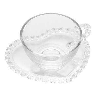 Imagem de Xícara para Chá Com Pires de Cristal de Chumbo Coração 170ml Lyor, Tra