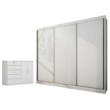 Imagem de Guarda Roupa Casal Medelim e Cômoda Seul Neve - Novo Horizonte
