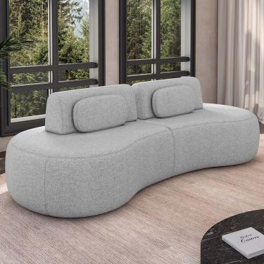 Imagem de Sofá 4 Lugares Orgânico Para Sala Living 280cm Vasti M03 Linho Cinza - Lyam Decor