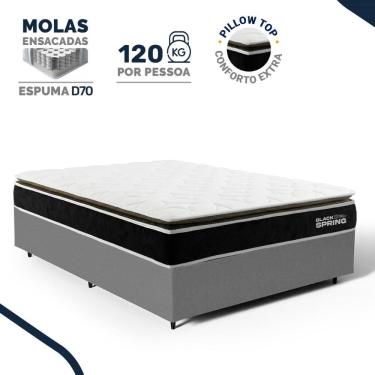 Imagem de Cama Box com Colchão de Molas Ensacadas Pillow Top Black Spring D70 Casal 138cm