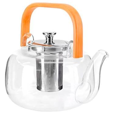 Imagem de Chaleira de Vidro Borosilicato com Infusor Inox e Alça de Madeira Transparente Negócio de Gênio
