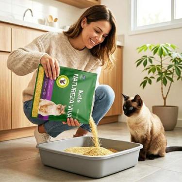 Imagem de Areia Higienica Grao Grosso 4kg Gato Mandioca Milho Vegetal - Kets