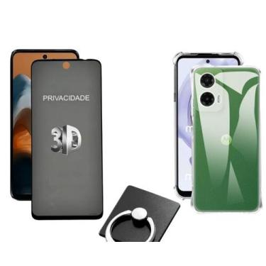 Imagem de Capa TPU + Película 3D Privacidade + Anel Suporte para Moto G35 - XMAR