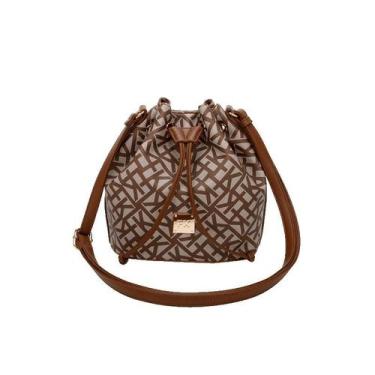 Imagem de Bolsa Bucket Média Ss23 Monograma Tramado Cfk103 - Marrom - Fellipe Kr