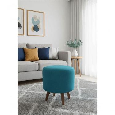 Imagem de Puff Pé Palito Redondo Não é Segredo Suede Animale Turquesa 40x45