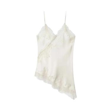 Imagem de Camisola Sexy Assimétrica De Renda Para Mulheres, Sem Mangas, Ombros D
