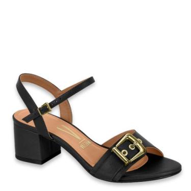 Imagem de Sandália Feminina Fivela Vizzano Salto Baixo Grosso 62911184, Preto, 3