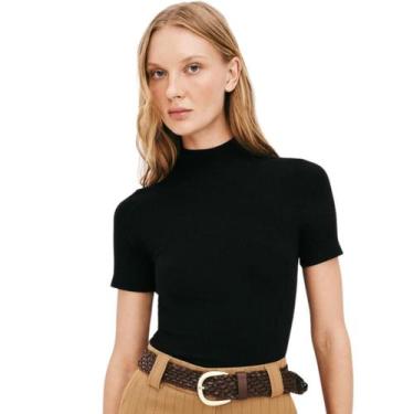 Imagem de Blusa hering canelada gola alta feminino ref: her4ezvn, Preto, GG