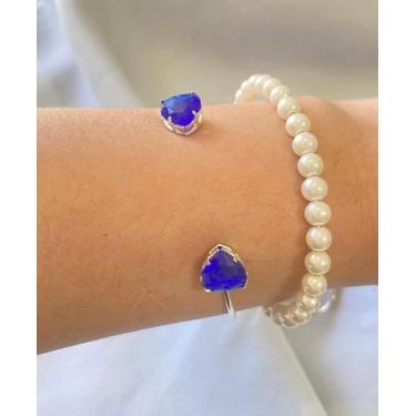 Imagem de Bracelete roxo e pérola 10 cm - .