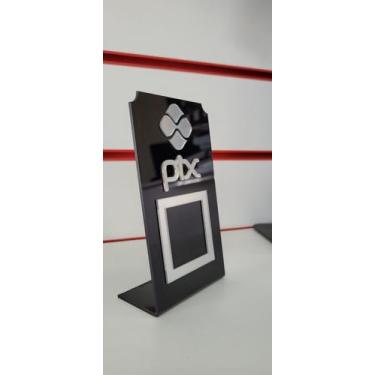 Imagem de Display expositor de pix qr-code para balcao - N/A, PRETO COM PRATA