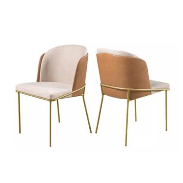 Imagem de Conjunto 2 Cadeiras De Jantar Aurora no Linho Palha/material sintético