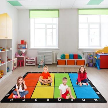 Imagem de Tapetes para sala de aula, tapete infantil de 1,5 x 1,8 m com suporte de borracha, quad...