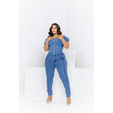 Imagem de Calça Jeans Plus Size Feminina com Elástico na Cintura Alta Premium Co