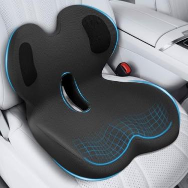 Imagem de Almofadas de assento de carro com suporte lombar – enchimento de espuma viscoelástica em forma de L para longa condução, alívio ciático, suporte ergonômico para as costas, caminhão, escritório