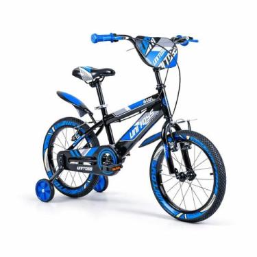 Imagem de Bicicleta Infantil Aro 16 Pro Aventura Azul Unitoys Com Rodinhas e Fre