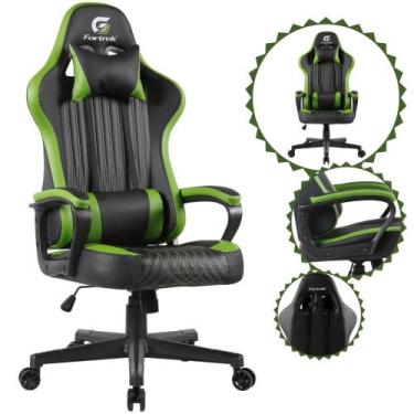 Imagem de Cadeira Gamer Giratória Elevação Black Preto VICKERS Fortrek Material 