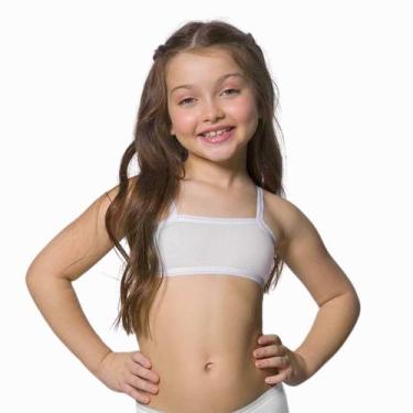 Imagem de Top Sutiã Infantil Meninas Sem Bojo Algodão Selene 20655, M, Branco