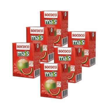 Imagem de Água De Coco Sococo Mais de Melancia 200ml - Kit Com 6