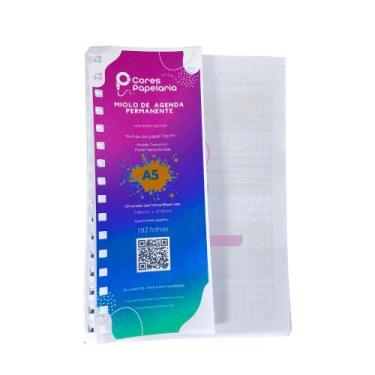 Imagem de Miolo de Agenda 2025 Datada 192 Folhas 16 Furos - Cores Papelaria