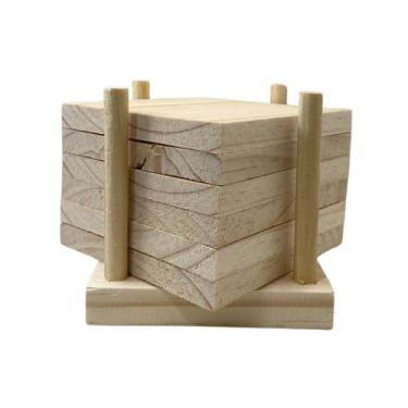 Imagem de Porta Copo Em Pinus 10x10 Com 6 Plaquinhas 1795 - Dell Arte