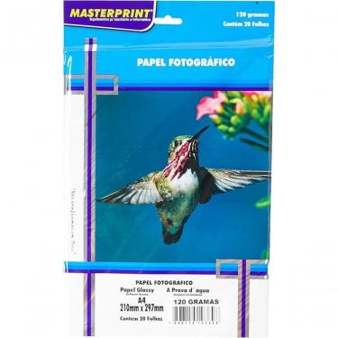 Imagem de Papel Fotográfico Masterprint Glossy 120g A4 20 Folhas Branco