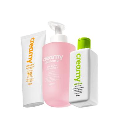 Imagem de Kit de Skincare Creamy Emulsão de Limpeza Tranexâmico FPS60 Protetor Solar 200ml 50ml 90ml