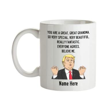 Imagem de Caneca de avó personalizada Trump Head - Presentes de avó cautelosos - Copo de café personalizado para avó - Caneca de 325 ml com o nome de sua avó favorita