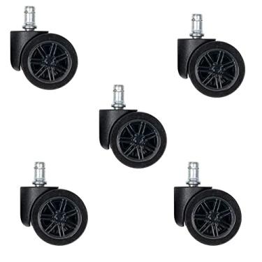 Imagem de Kit 5 Rodizios para Cadeira de Silicone Gamer Preto