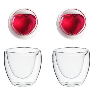 Imagem de Copo Coração Parede Dupla 2 Peças 250 Ml Vidro Borossilicato