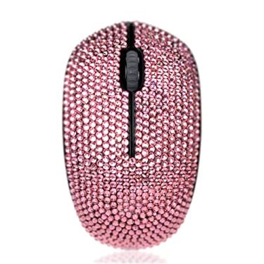 Imagem de SA@ Luxury 6 cores Bling Crystal Rhinestone 2.4G Mouse sem fio para laptop, notebook, PC, computador, MacBook Presentes para o escritório (rosa)