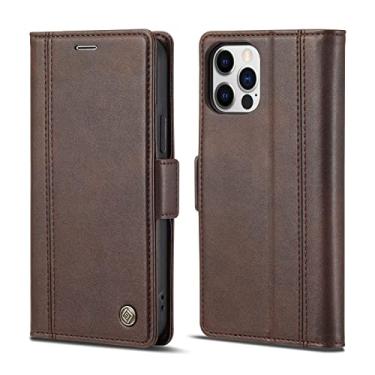 Imagem de GSYH Capa carteira para iPhone 13Mini/13/13 Pro/13 Pro Max, capa flip de couro PU magnético com proteção TPU à prova de choque interna slot para cartão, marrom, 13pro max 17 cm
