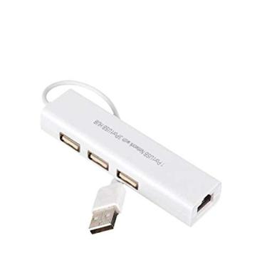 Imagem de itchoate USB profissional para RJ45 3 portas USB 2.0 Ethernet RJ45 LAN com fio adaptador de hub de placa de rede para Mac para Android - branco