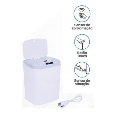 Imagem de Lixeira Automática Sensor Cozinha Banheiro Sala 16 Litros