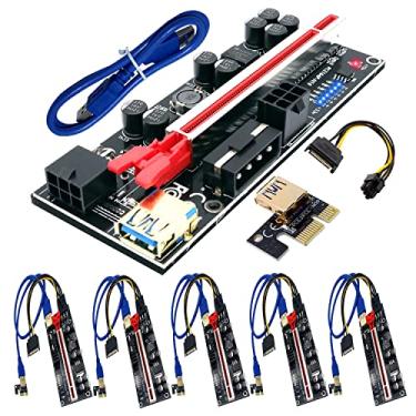 Imagem de BTBcoin Pacote com 6 PCI-E Riser 010S GPU Riser Adaptador Cartão PCI-Express 1X para 16X Riser Card com 8 capacitores sólidos para Bitcoin Ethereum Mining