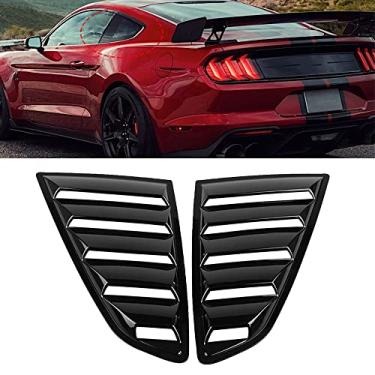 Imagem de JESYMBX 2 peças de persiana de janela lateral pára-brisa ventilação cinco slots capa de grelha aberta fibra de carbono estilo aparência para Ford Mustang 2015 2016 2017-2020 preto fosco