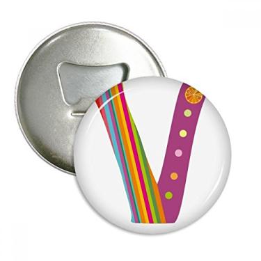 Imagem de V alfabeto laranja frutas bonito padrão abridor de garrafas ímã de geladeira emblema multifuncional