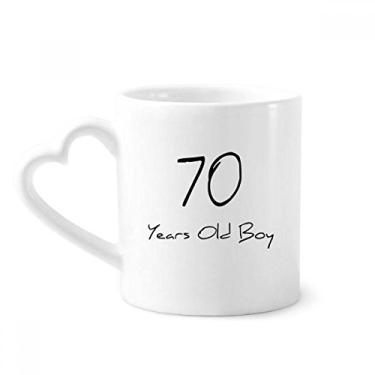 Imagem de Caneca de cerâmica para meninos de 70 anos de idade caneca de café copo de coração de vidro