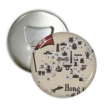 Imagem de Hong Kong China Abridor de garrafas com ímã de geladeira, emblema multifuncional