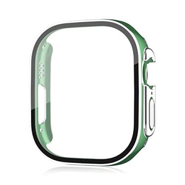 Imagem de SDUTIO para Apple Watch Ultra 49mm smartwatch protetor de tela PC vidro capa pára-choques acessórios temperados série iwatch ultra 49 mm (cor: prata verde, tamanho: ultra 49mm)