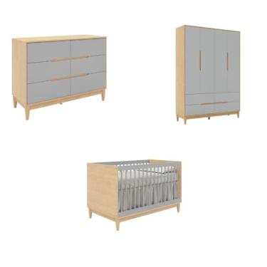 Imagem de Jogo de Quarto Tomi carvalho com cinza - Quater