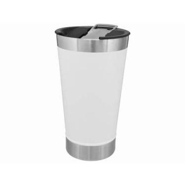Imagem de Copo Térmico Aço Inoxidável Parede Dupla Vácuo Com Abridor E Tampa 473ml (COR BRANCA)