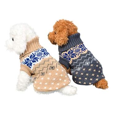 Imagem de POPETPOP Suéter de cachorro de 2 peças, suéter de tricô para cães, suéter de gato, quente, roupas de inverno para cães, suéter para filhote de cachorro, tamanho PP