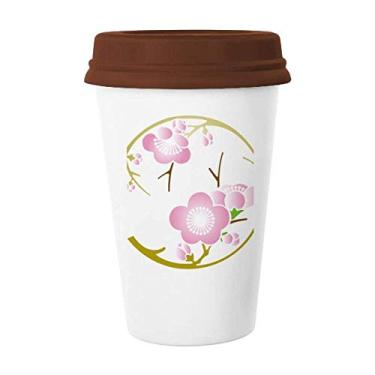 Imagem de Caneca de cerâmica japonesa linda rosa Sakura caneca de café copo copo de cerâmica