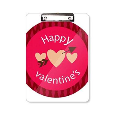 Imagem de Placa de apoio rosa Happy Valentine's Day Coração Flecha Prancheta Pasta Bloco de notas A4