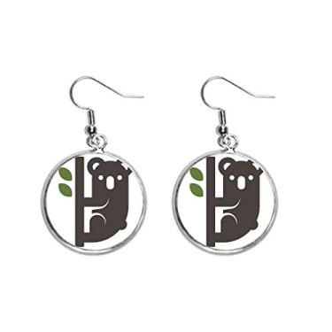 Imagem de Brinco feminino de prata com pingente de orelha de coala e eucalipto da Silhouette Austrália