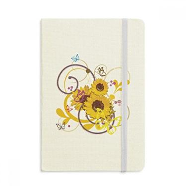 Imagem de Caderno de ilustração de girassol com flores de plantas, capa dura de tecido, diário clássico