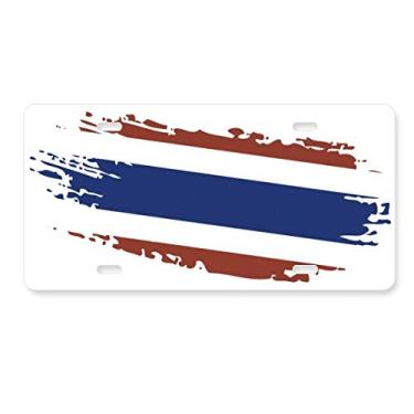 Imagem de DIYthinker Placa de carro com ilustração da bandeira tailandesa Bangkok da Tailândia, decoração de carro, acessório de aço inoxidável